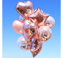 컨페티은박풍선세트14입(파티로즈골드) 투명풍선 은박 생일축하 홈파티 브라이덜샤워