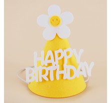 생일고깔모자 펠트 데이지옐로우 생일 파티 소품