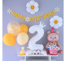 데이지풍선 생일파티세트 가랜드 곰돌이풍선